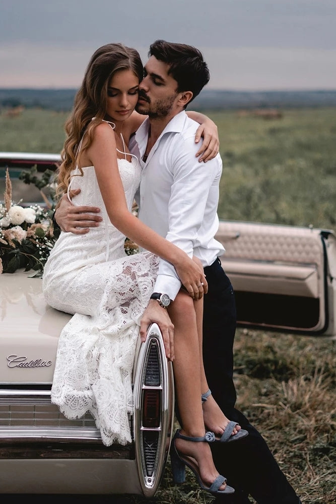 Mermaid Lace Wedding Dresses High Low Dancing Gowns ZW901 TANYA BRIDAL Mermaid Lace Wedding Dresses High Low Dancing Gowns ZW901 TANYA BRIDAL