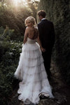 A Line Strapless A Line Tulle Tiered Fashion Wedding Bridal Gown