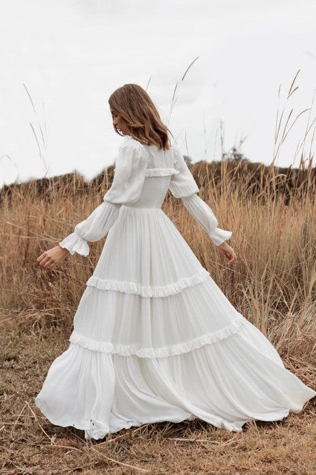 wedding dress with long sleeves and high neck Vintage Wedding Dress Long Sleeves High Neck Robe De Mariée – TANYA BRIDAL