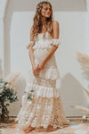 Bohemian Off The Shoulder Floor Length Floral Lace Chic Elegant Wedding Dresses