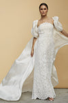 Bridal Outfit Open Front See-Through Wedding Long Cape Chic DJ150