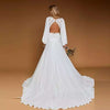 Chic Boho Beach Wedding Dress Lace Chiffon Long Lantern Sleeve Wedding Gowns