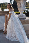 Boat Neck 3D Lace Flowers Wedding Dresses ZW945