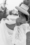 Big Polka Dot Flocked Tulle Wedding Detachable Sleeve DG195