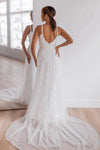 Fully Embellished Wedding Dresses Tiny Pearls Swag Sleeves ZW930