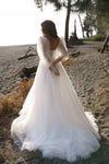 Palace Illusion Tulle Puffy Sleeves Wedding Dresses DQG1412