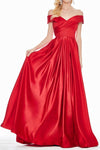 Off Shoulder A Line Prom Dresses Satin Evening Pageant Gowns