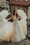 Tiered Cake Tulle Wedding Dress Bohemian A Line Long Bride Gown SPF079