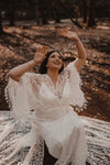 Flare Sleeve Lace Wedding Dresses Boho Vestido De Noivas ZW683