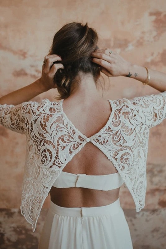 Two Pieces Boho Wedding Dresses Half Sleeve DW122 TANYA BRIDAL Two Pieces Boho Wedding Dresses Half Sleeve DW122 TANYA BRIDAL