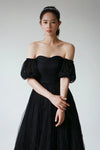 Sweetheart Black Tulle Wedding Dresses Lace Up Back DW703