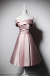 Pearl Pink Off The Shoulder Satin Short Homecoming Dress