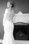 Mermaid Long Sleeves Beads Illusion Back Elegant Wedding Dress