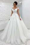 Elegant Tulle Princess Wedding Dress Sheer Neck Vestido De Noiva