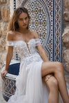 Light A Line Wedding Dresses Pluning V-Neck Boho Beach Bridal Gowns  ZW956
