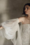 Double Layer Gathered Tulle Sleeves With Bow