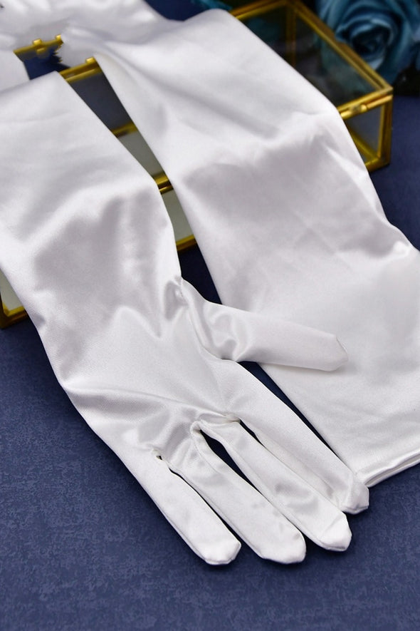 Simple Long Wedding Gloves Silk Satin