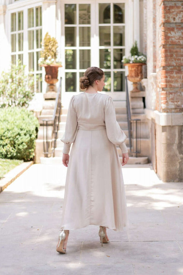 Simple Wedding Dress Long Sleeves V Neck Robe De Mariée