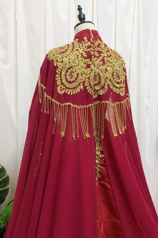 Muslim Wedding Dresses With Gold Lace Embroidery