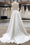 Bohemian A Line Lace Satin Wedding Dress Off The Shoulder SPF070