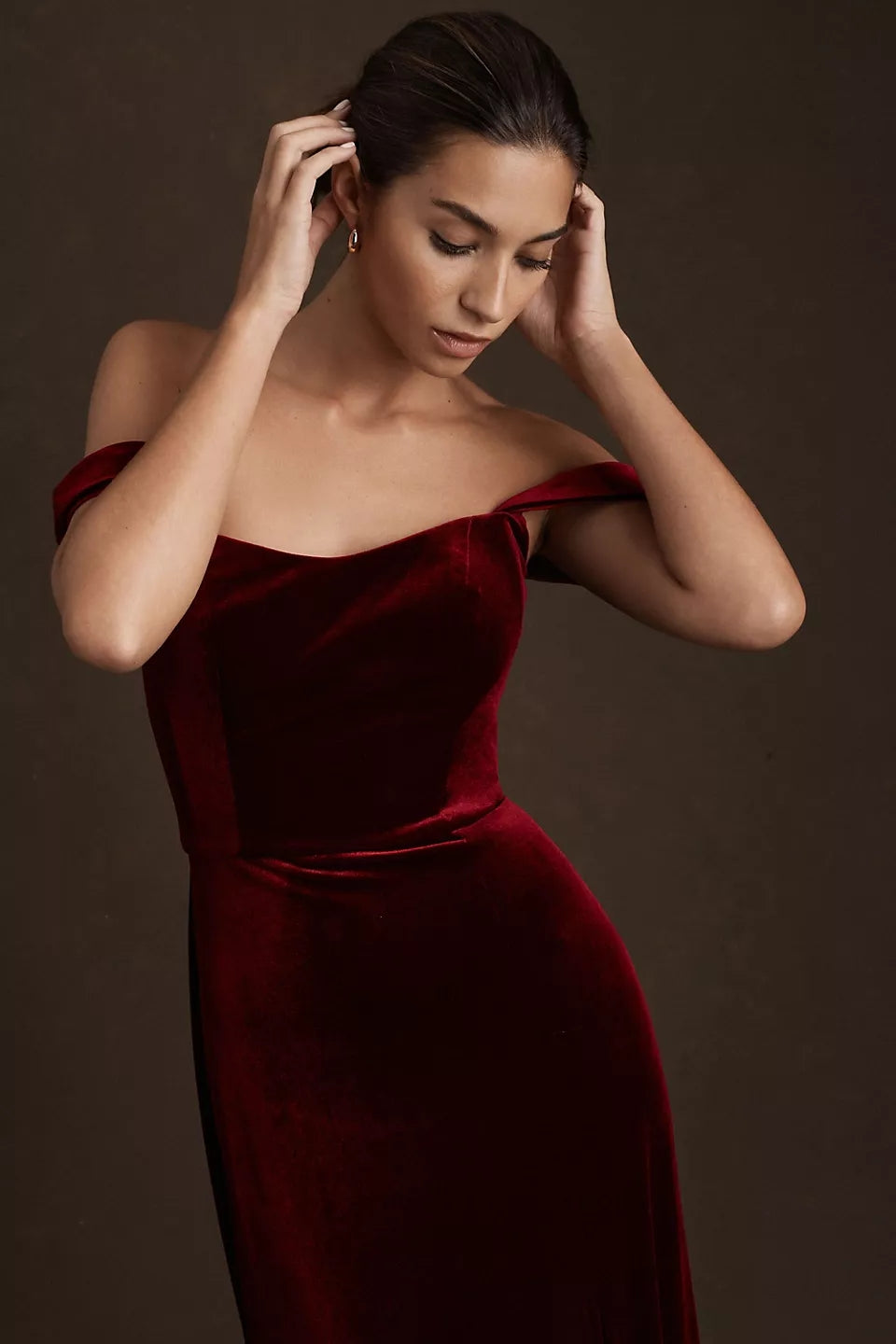 Dark Berry Velvet Long Bridesmaid Dress Off The Shoulder TANYA BRIDAL Dark Berry Velvet Long Bridesmaid Dress Off The Shoulder TANYA BRIDAL