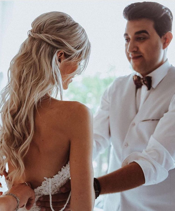 Long Train Backless Lace Tulle Wedding Dress TB1423