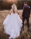 V Back Long Simple A Line Wedding Dress TB1420