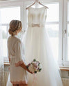 V Back Long Simple A Line Wedding Dress TB1420
