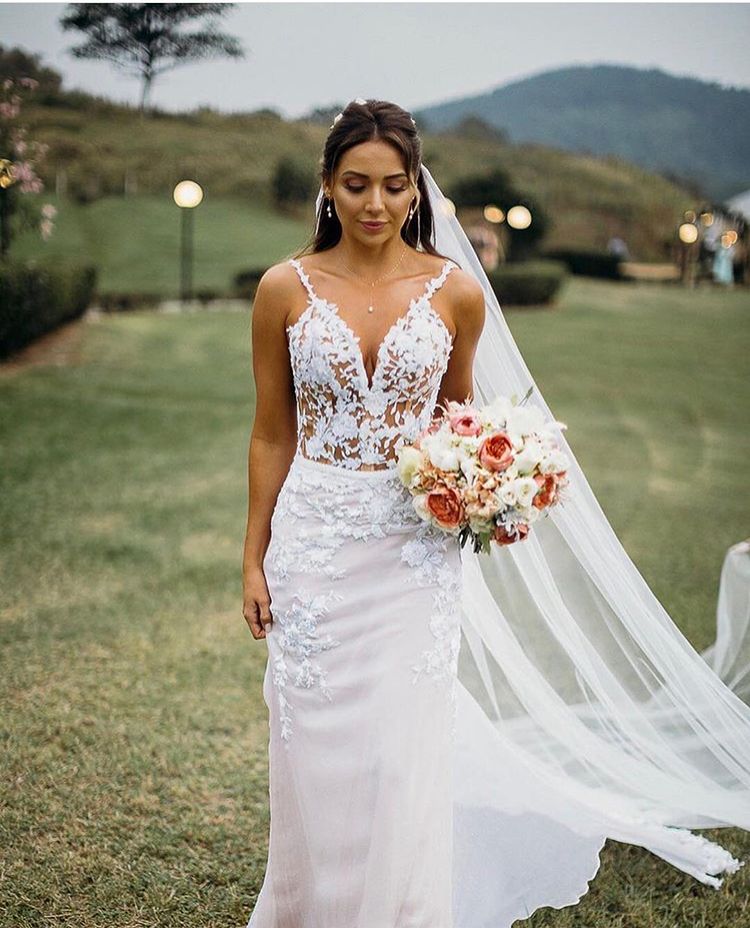 spring lace wedding dress Thistledown Ethereal Flowing Ribbon A-line Bridal Gown