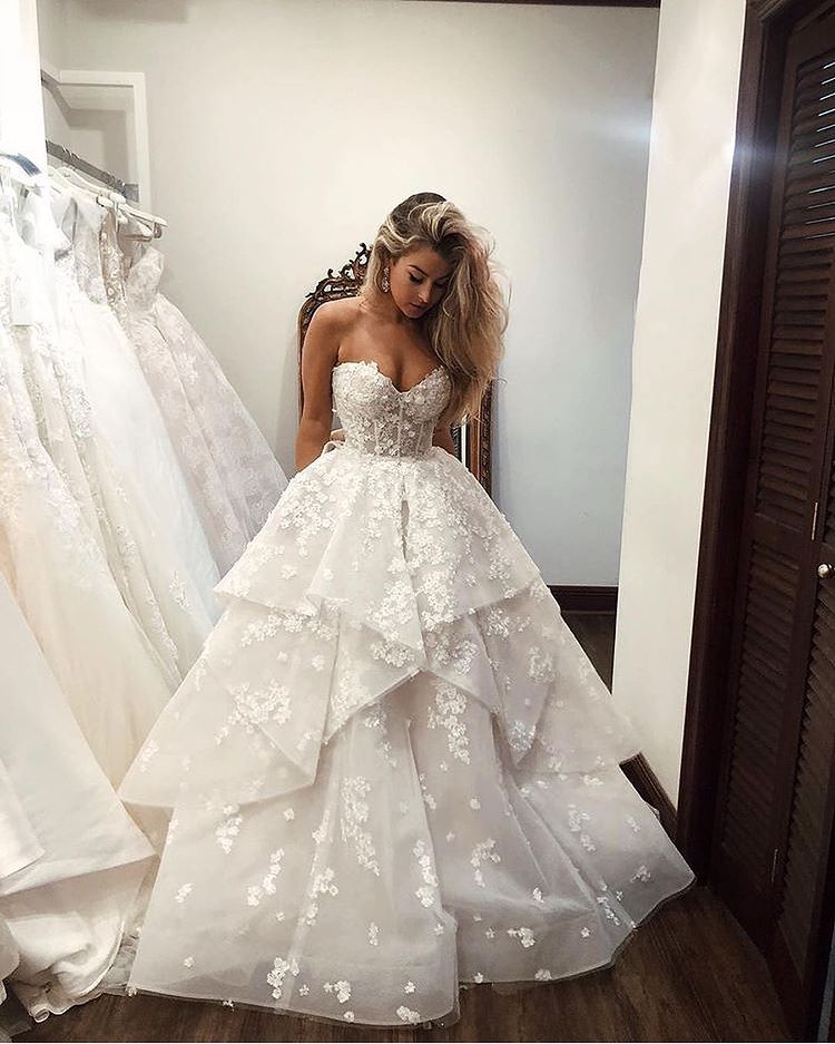 Tiered Lace Flowers Wedding Dresses TB1409 TANYA BRIDAL Tiered Lace Flowers Wedding Dresses TB1409 TANYA BRIDAL