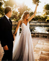 Simple A Line V Neck Summer Bohemian Wedding Dresses TB1404