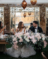 Unique Lace V Neck A Line Bohemian Long Wedding Dresses TB1407