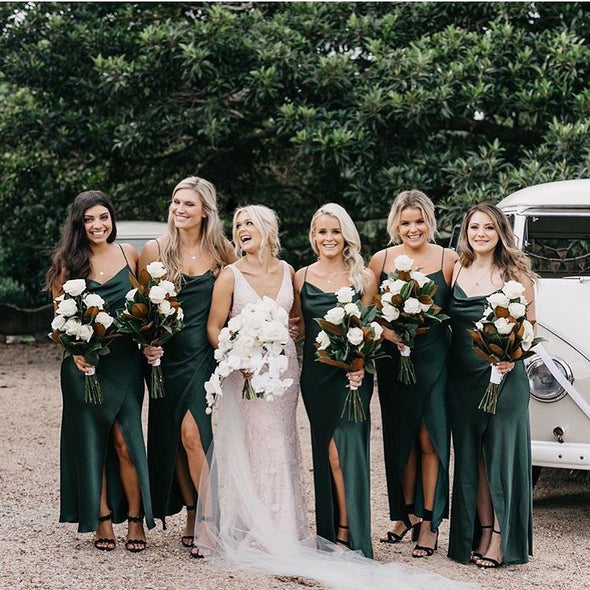 Gark Green Long Simple Bridesmaid Dresses TB1393