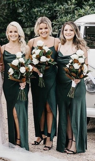 Gark Green Long Simple Bridesmaid Dresses TB1393