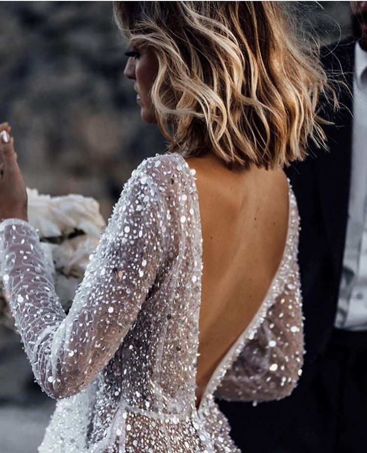 Luxury Sparkly Sequined Beaded Wedding Dresses ZW209 TANYA BRIDAL Luxury Sparkly Sequined Beaded Wedding Dresses ZW209 TANYA BRIDAL