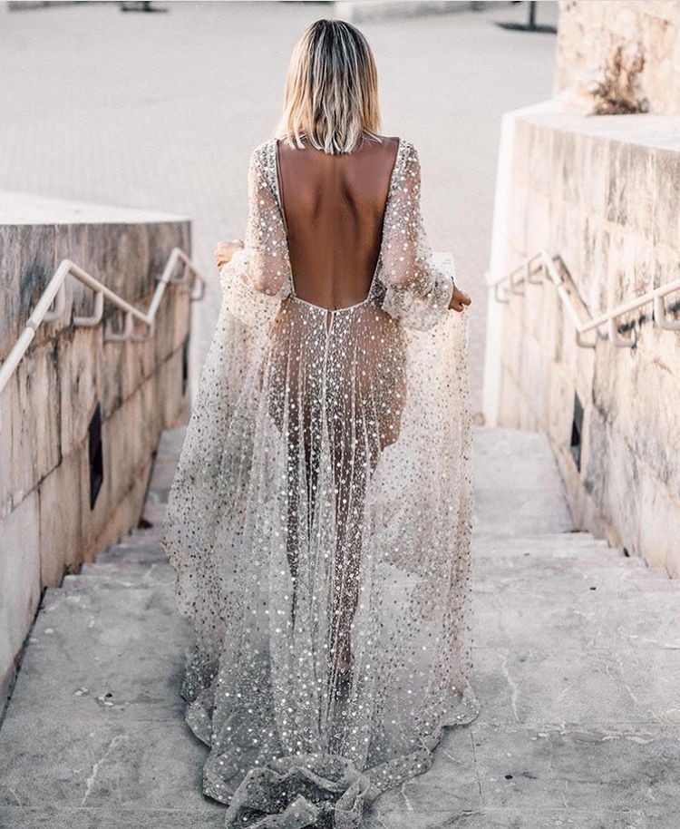 Luxury Bling Bling Sequins Beads Nude Lining Backless Wedding Dresses TB1397 Luxury Bling Bling Sequins Beads Nude Lining Backless Wedding Dresses TB1397