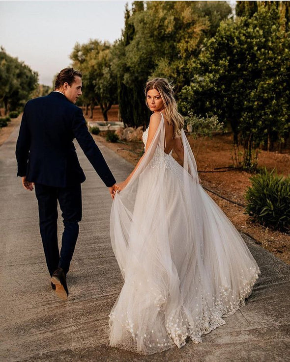 Bohemian Lace Engagement Registration Wedding Dress TB1392
