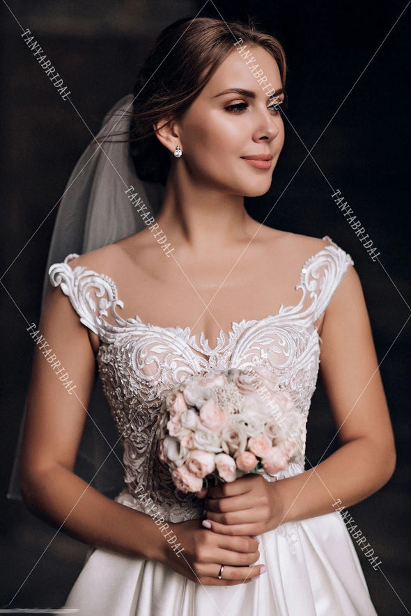 Wedding Dresses Cap Sleeve Vestido De noivas ZW302