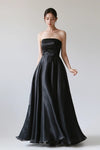 Strapless Black Wedding Dresses A Line Lace Up With Removeable Coat DW707
