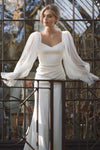 Contemporary Soft Satin Wedding Dresses With Detachable Plisse Sleeves DW700