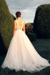 Bohemian Pearls Tulle Wedding Dresses Deep V