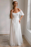Fully Embellished Wedding Dresses Tiny Pearls Swag Sleeves ZW930