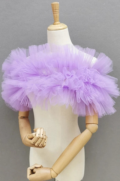 Lavender Tulle Puff Bolers Detachable Cape Sleeves DJ168