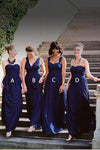 Blue Long Chiffon Bridesmaid Dress 4 Styles A Line Chiffon Skirt