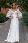 Long Lantern Sleeve Wedding Dresses Simple ZW733