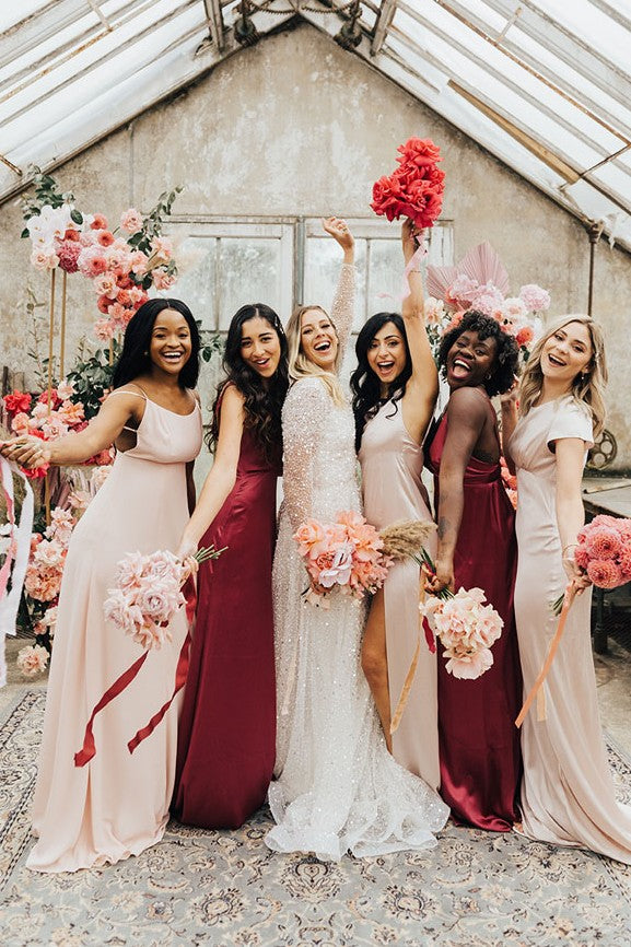 Silk Satin Simple Bridesmaid Dress Africa Girl Gown – TANYA BRIDAL Silk Satin Simple Bridesmaid Dress Africa Girl Gown – TANYA BRIDAL