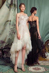 Lace Strapless High Low Wedding Dresses With Stunning Feather ZW746