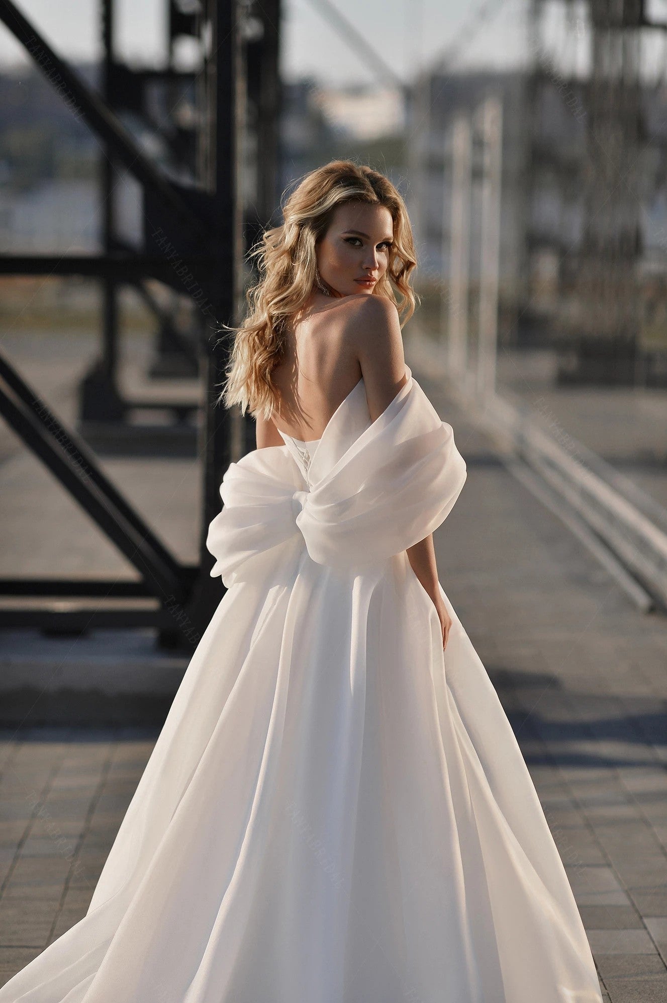 Organza Satin Simple Wedding Dresses A Line boho Bridal Gowns With Big TANYA BRIDAL Organza Satin Simple Wedding Dresses A Line boho Bridal Gowns With Big TANYA BRIDAL