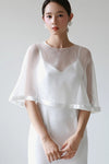 O-Neck Silk Chiffon Wedding Capes With Satin Edge DJ159