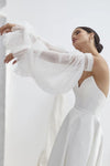 Pleated Tulle Detachable Wedding Sleeves With Floating Cuff  DG193